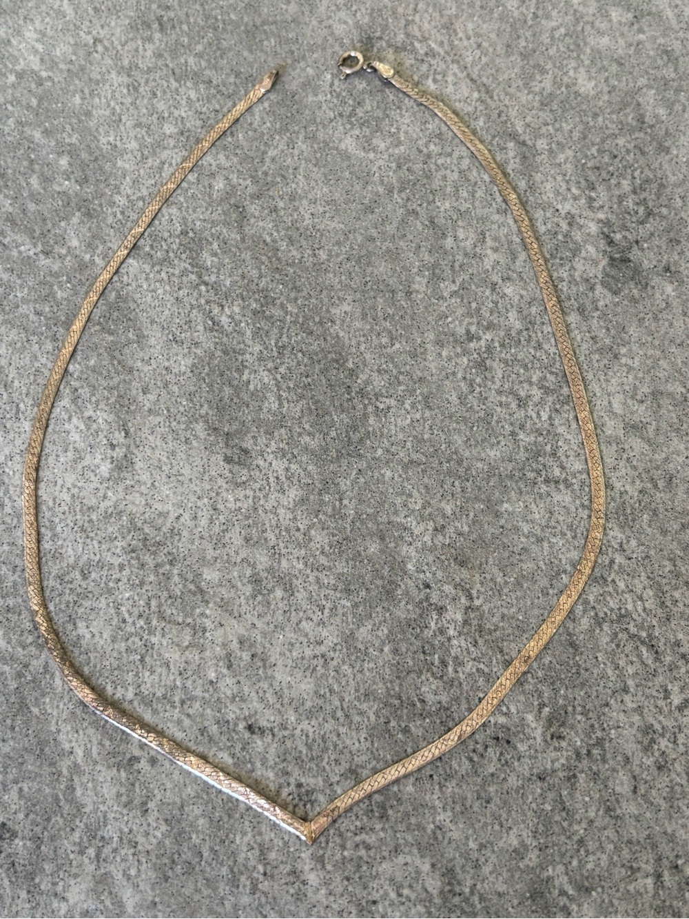 .925 Sterling Silver CHEVRON HERRINGBONE LINK CHAIN NECKLACE Fine Jewelry 16”